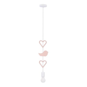 Lampada per bambini a sospensione HEART 1xE27/20W/230V rosa/bianco