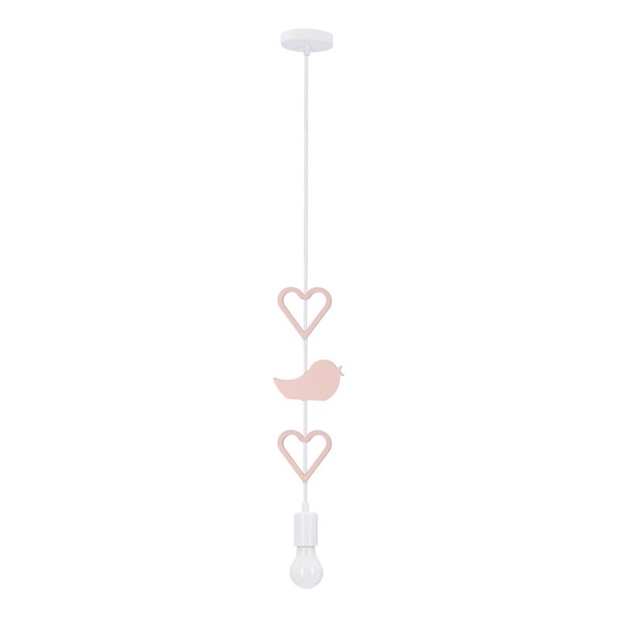 Lampada per bambini a sospensione HEART 1xE27/20W/230V rosa/bianco