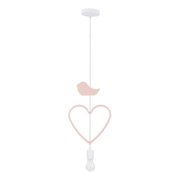 Lampada per bambini a sospensione HEART 1xE27/20W/230V rosa/bianco