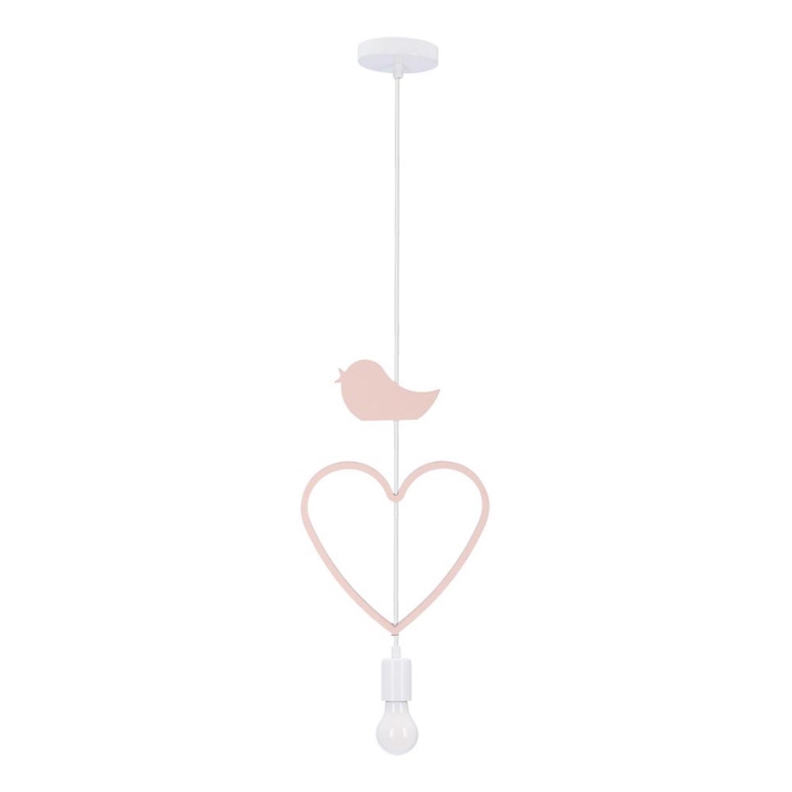 Lampada per bambini a sospensione HEART 1xE27/20W/230V rosa/bianco