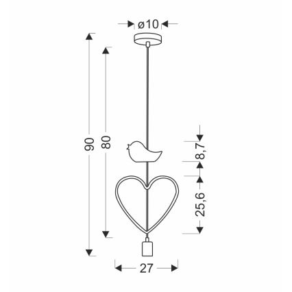 Lampada per bambini a sospensione HEART 1xE27/20W/230V rosa/bianco