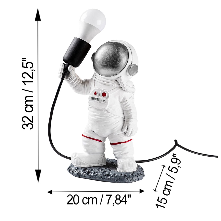 Lampada per bambini ASTRONAUT 1xE27/40W/230V argento/bianco