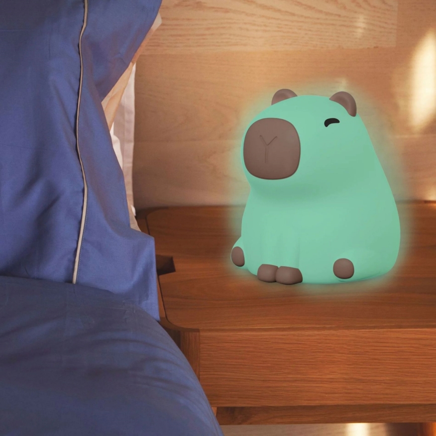 Lampada per bambini LED RGBW Dimmerabile LED/1W/5V USB 1200 mAh capybara