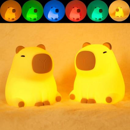 Lampada per bambini LED RGBW Dimmerabile LED/1W/5V USB 1200 mAh capybara