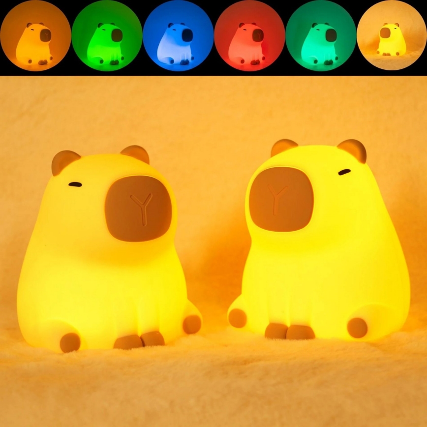 Lampada per bambini LED RGBW Dimmerabile LED/1W/5V USB 1200 mAh capybara