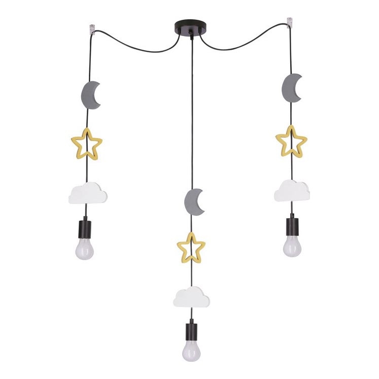 Lampada per bambini TRIO 3xE27/20W/230V grigia/gialla/bianca