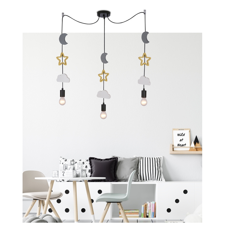 Lampada per bambini TRIO 3xE27/20W/230V grigia/gialla/bianca