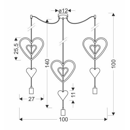 Lampada per bambini TRIO 3xE27/20W/230V rosa/bianca/grigia