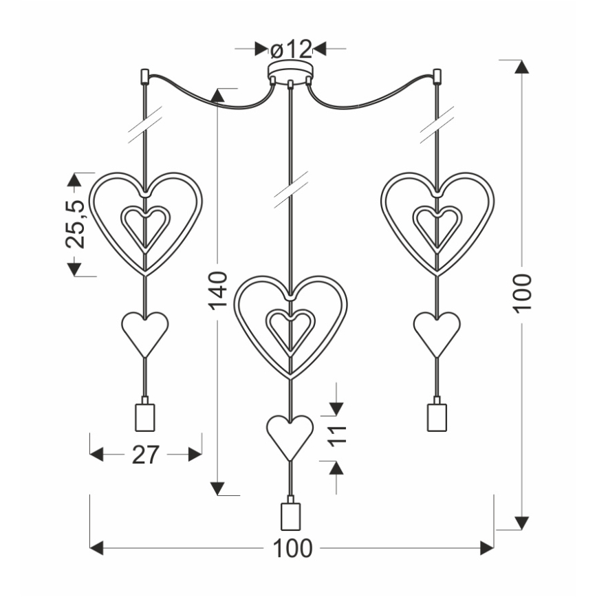 Lampada per bambini TRIO 3xE27/20W/230V rosa/bianca/grigia