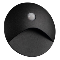 Lampada per scale a LED con sensore di movimento e sensore crepuscolare EXIN LED/2,5W/230V 3000K IP65 nera rotonda