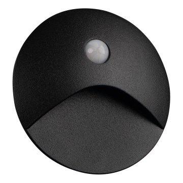 Lampada per scale a LED con sensore di movimento e sensore crepuscolare EXIN LED/2,5W/230V 3000K IP65 nera rotonda