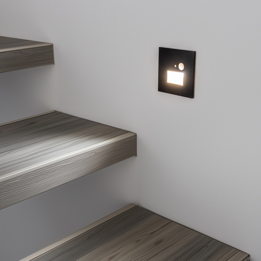 Lampada per scale LED con sensore di movimento e sensore crepuscolare LED/1,5W/230V 3000/4000/6500K nero
