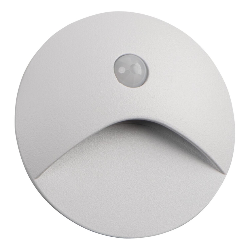 Lampada per scale LED con sensore di movimento e crepuscolare EXIN LED/2,5W/230V 3000K IP65 bianca rotonda