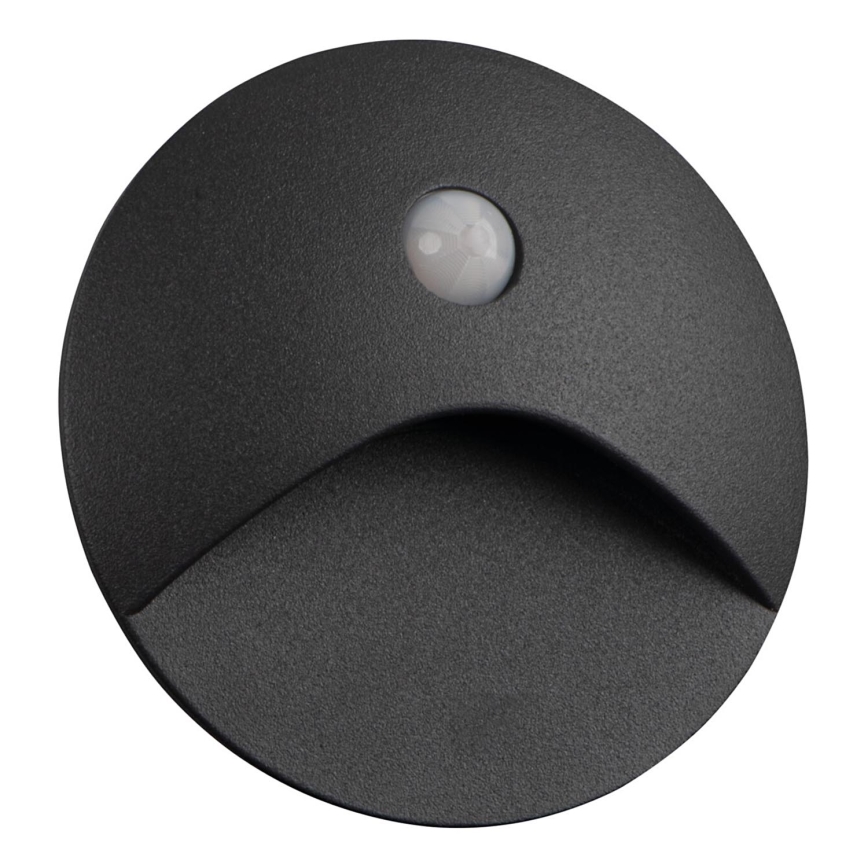 Lampada per scale LED con sensore di movimento e sensore crepuscolare EXIN LED/2,5W/230V 3000K IP65 antracite rotonda