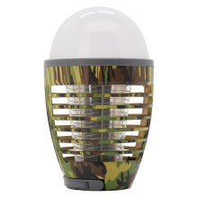 Lampada portatile a LED ricaricabile con trappola per insetti LED/2W/3,7V 1800 mAh IPX4 camouflage