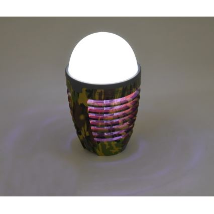 Lampada portatile a LED ricaricabile con trappola per insetti LED/2W/3,7V 1800 mAh IPX4 camouflage