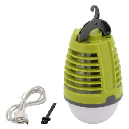 Lampada portatile a LED ricaricabile con trappola per insetti LED/2W/3,7V 1800 mAh IPX4 verde