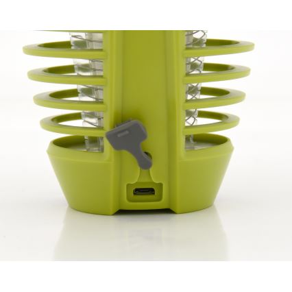 Lampada portatile a LED ricaricabile con trappola per insetti LED/2W/3,7V 1800 mAh IPX4 verde