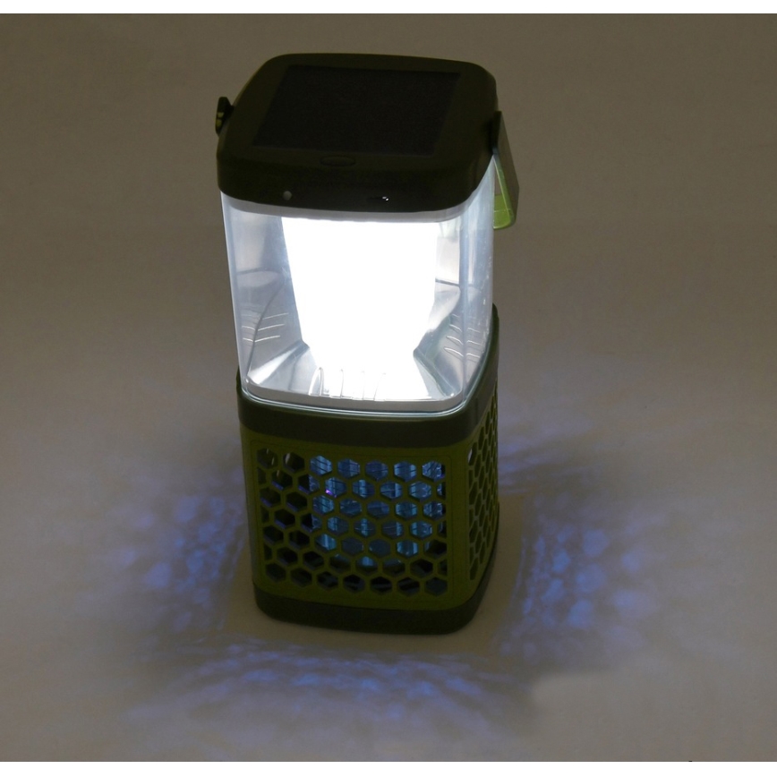 Lampada portatile ricaricabile a LED con una trappola per insetti LED/3W/1800 mAh verde