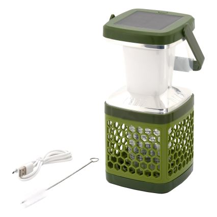 Lampada portatile ricaricabile a LED con una trappola per insetti LED/3W/1800 mAh verde