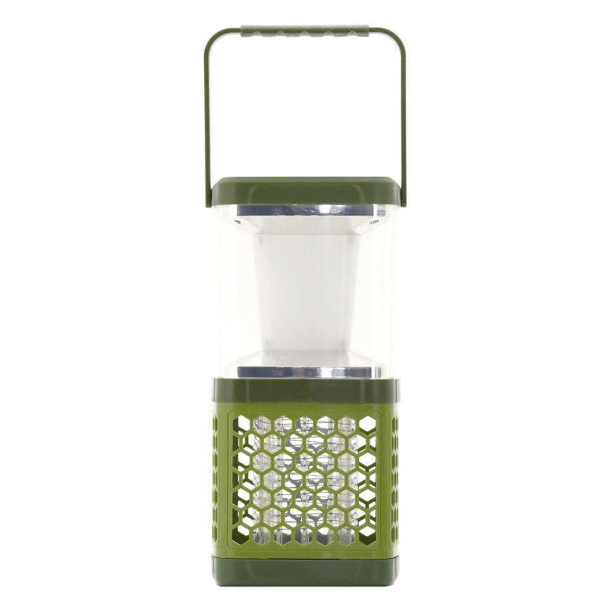 Lampada portatile ricaricabile a LED con una trappola per insetti LED/3W/1800 mAh verde