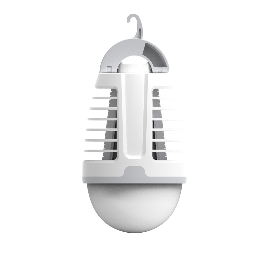 Lampada portatile ricaricabile a LED con una trappola per insetti LED/5W/1800 mAh IPX4 bianco/grigio