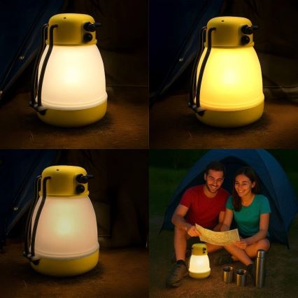 Lampada LED portatile ricaricabile dimmerabile con funzione powerbank LUMINA MINIO LED/5V 1800 mAh IP44 gialla