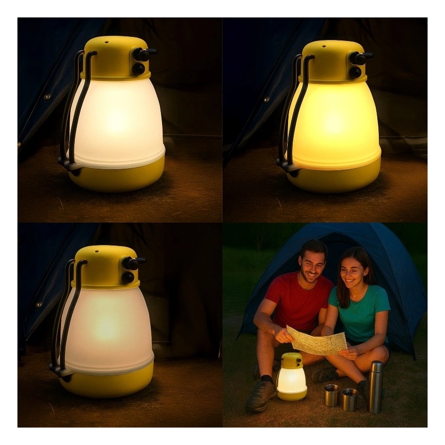 Lampada LED portatile ricaricabile dimmerabile con funzione powerbank LUMINA MINIO LED/5V 1800 mAh IP44 gialla