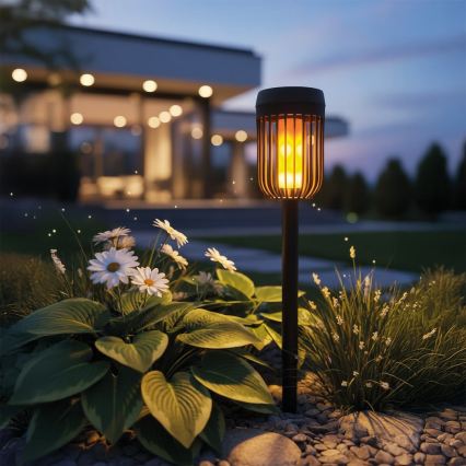Lampada solare a LED FLAME, 1,2 V, 100 mAh, 1800 K, 37 cm, IP44, nero