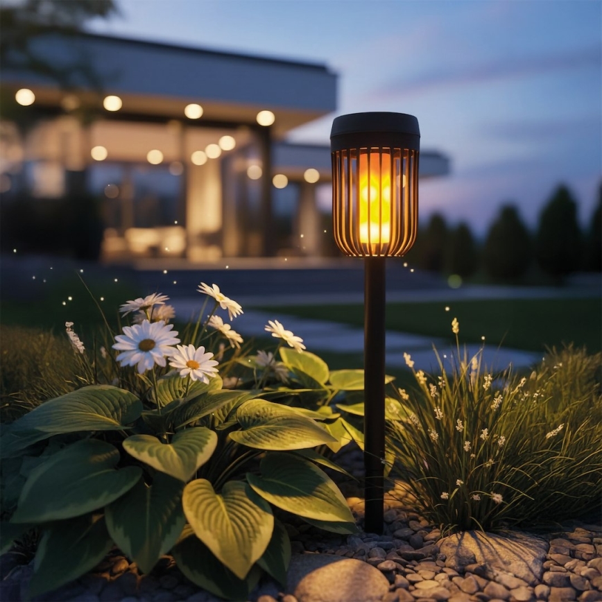 Lampada solare a LED FLAME, 1,2 V, 100 mAh, 1800 K, 37 cm, IP44, nero