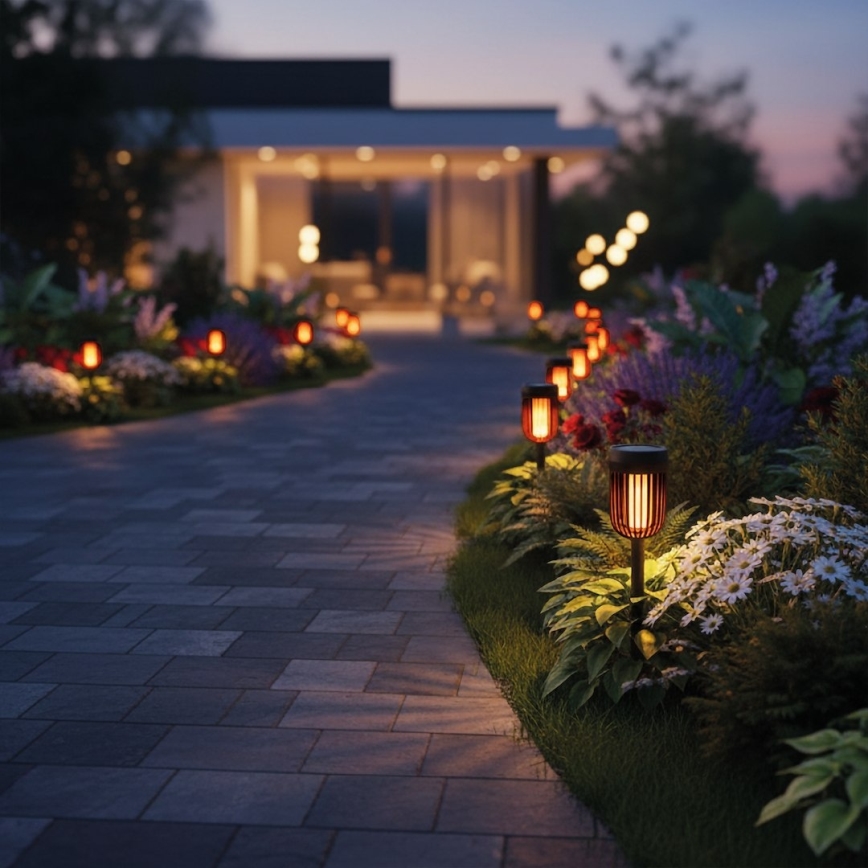 Lampada solare a LED FLAME, 1,2 V, 100 mAh, 1800 K, 37 cm, IP44, nero
