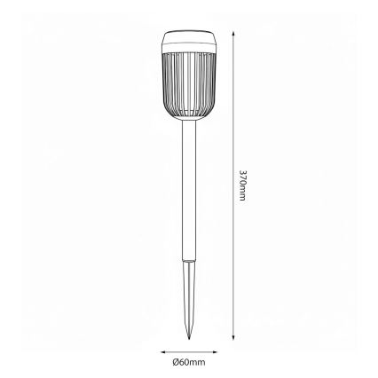 Lampada solare a LED FLAME, 1,2 V, 100 mAh, 1800 K, 37 cm, IP44, nero