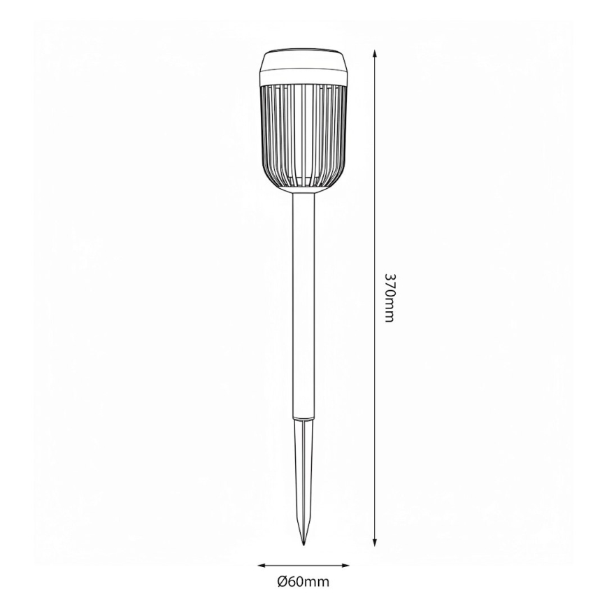 Lampada solare a LED FLAME, 1,2 V, 100 mAh, 1800 K, 37 cm, IP44, nero