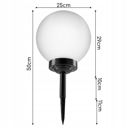 Lampada solare a LED LED/1,2V 6500K 200 mAh Ø 25 cm IP44 bianco/nero