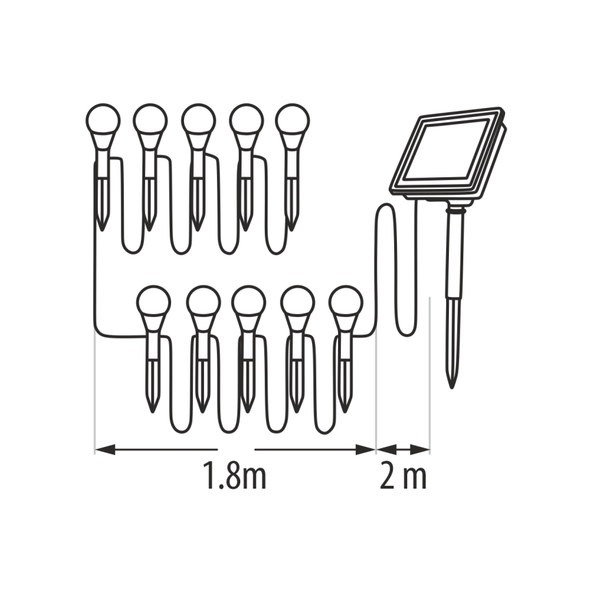 Lampada solare a LED RGB 10xLED/1,2V 300 mAh IP44 nera