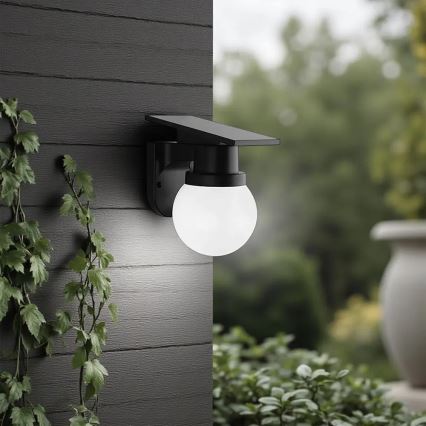 Lampada solare da parete a LED 3,7 V 3000/4000/6400K IP54 1800 mAh nera + telecomando