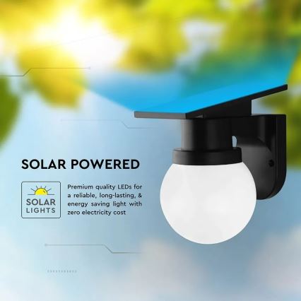 Lampada solare da parete a LED 3,7 V 3000/4000/6400K IP54 1800 mAh nera + telecomando