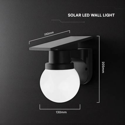 Lampada solare da parete a LED 3,7 V 3000/4000/6400K IP54 1800 mAh nera + telecomando