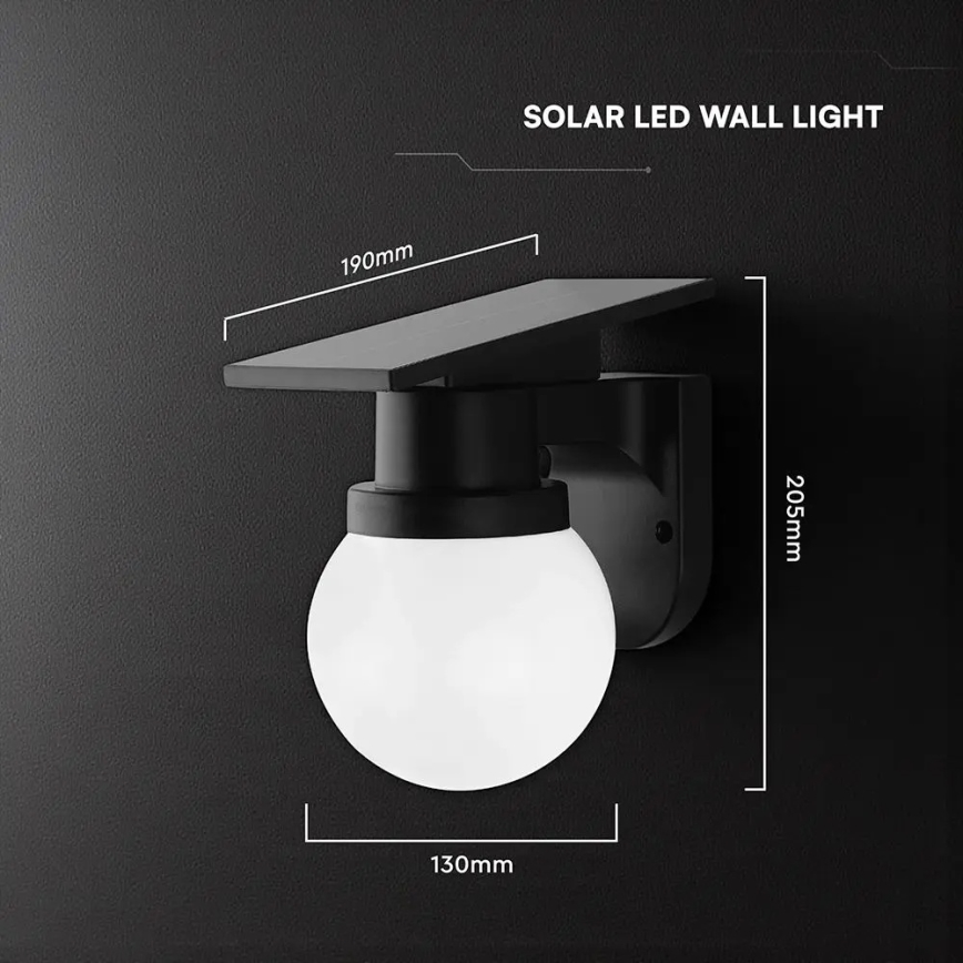 Lampada solare da parete a LED 3,7 V 3000/4000/6400K IP54 1800 mAh nera + telecomando