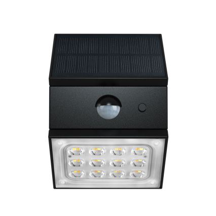 LED Lampada solare da parete con sensore LED/2,5W/3,7V 3000/4000/6000K IP65 1200 mAh nera