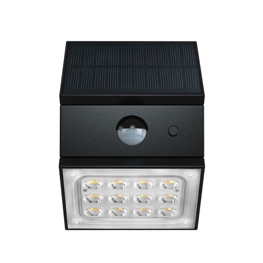 LED Lampada solare da parete con sensore LED/2,5W/3,7V 3000/4000/6000K IP65 1200 mAh nera