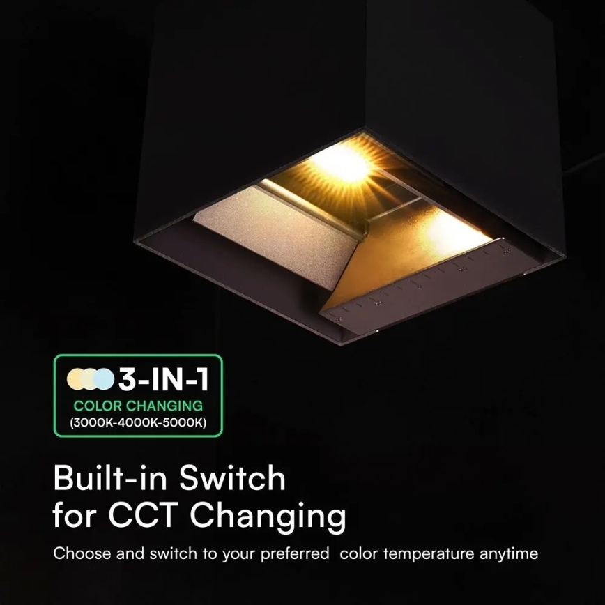 Lampada da parete solare LED con sensore LED/9W/3,7V 3000/4000/5000K IP65 2600 mAh nera