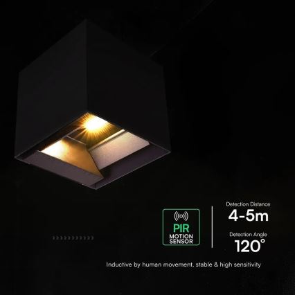 Lampada da parete solare LED con sensore LED/9W/3,7V 3000/4000/5000K IP65 2600 mAh nera