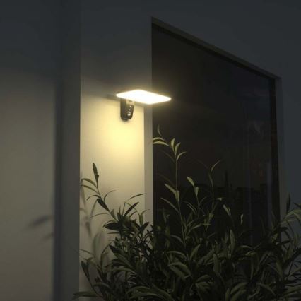 Lampada da parete solare LED con sensore LED/15W/3,2V 4000K/6000K IP65 6000 mAh nero