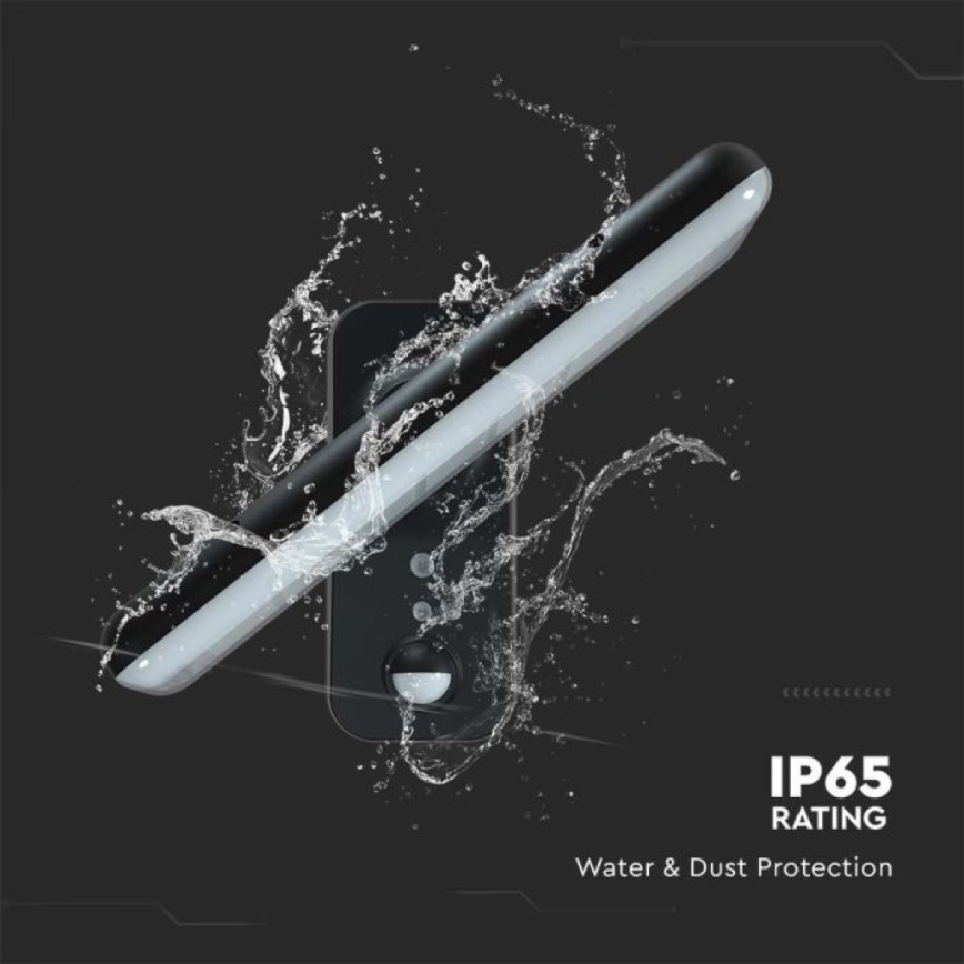 Lampada da parete solare LED con sensore LED/15W/3,2V 4000K/6000K IP65 6000 mAh nero