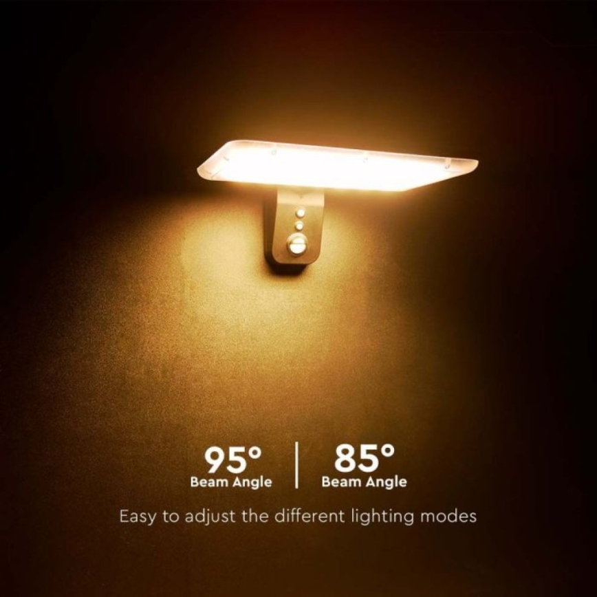 Lampada da parete solare LED con sensore LED/15W/3,2V 4000K/6000K IP65 6000 mAh nero