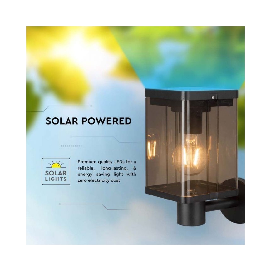 Lampada da parete solare LED da esterno con sensore LED/2,5W/3,7V 3000K IP54 2000 mAh