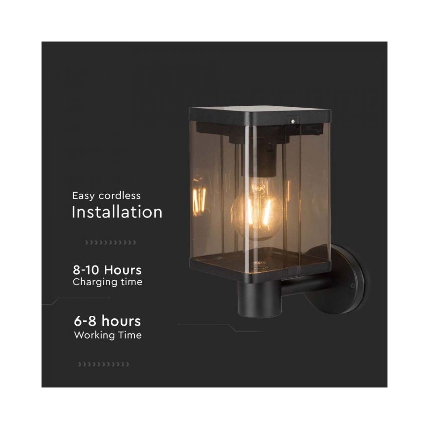 Lampada da parete solare LED da esterno con sensore LED/2,5W/3,7V 3000K IP54 2000 mAh
