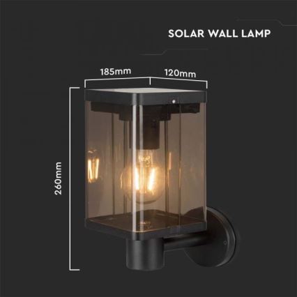 Lampada da parete solare LED da esterno con sensore LED/2,5W/3,7V 3000K IP54 2000 mAh