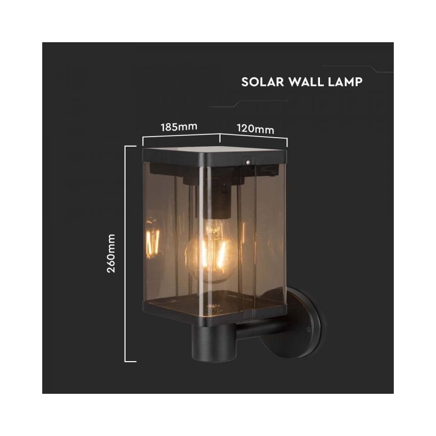 Lampada da parete solare LED da esterno con sensore LED/2,5W/3,7V 3000K IP54 2000 mAh